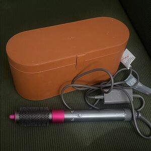 Dyson Airwrap in Pink and Gray with Tan Case